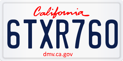 CA license plate 6TXR760