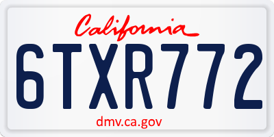 CA license plate 6TXR772