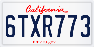 CA license plate 6TXR773