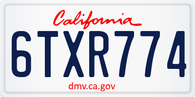 CA license plate 6TXR774