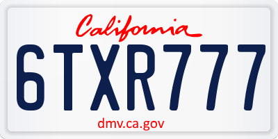CA license plate 6TXR777
