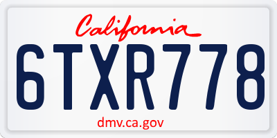 CA license plate 6TXR778