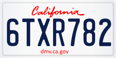 CA license plate 6TXR782