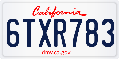 CA license plate 6TXR783