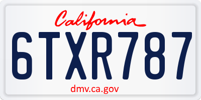 CA license plate 6TXR787