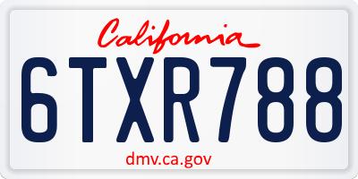 CA license plate 6TXR788