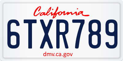 CA license plate 6TXR789