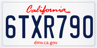 CA license plate 6TXR790