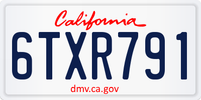 CA license plate 6TXR791