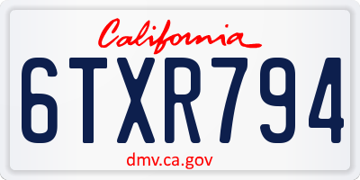 CA license plate 6TXR794