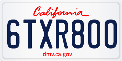 CA license plate 6TXR800