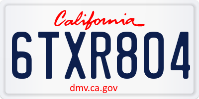 CA license plate 6TXR804