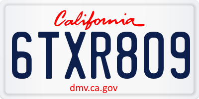 CA license plate 6TXR809