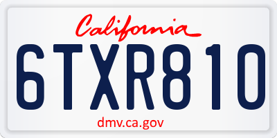 CA license plate 6TXR810