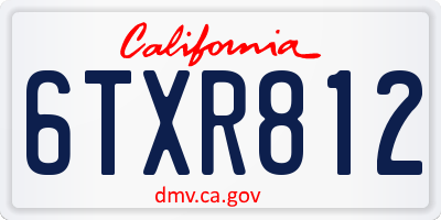 CA license plate 6TXR812