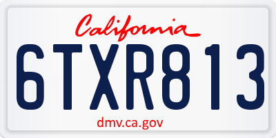 CA license plate 6TXR813