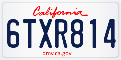 CA license plate 6TXR814