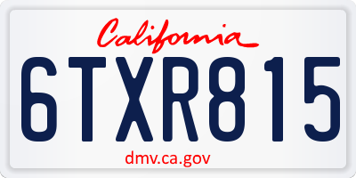 CA license plate 6TXR815
