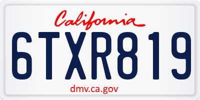 CA license plate 6TXR819