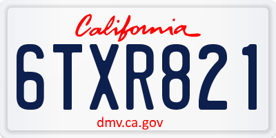 CA license plate 6TXR821