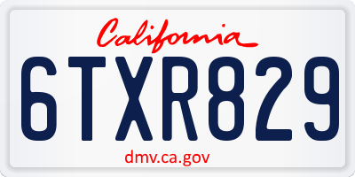 CA license plate 6TXR829