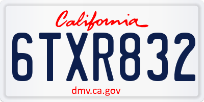 CA license plate 6TXR832