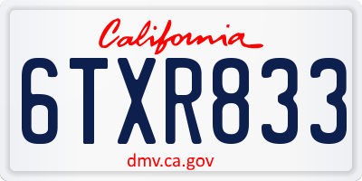 CA license plate 6TXR833