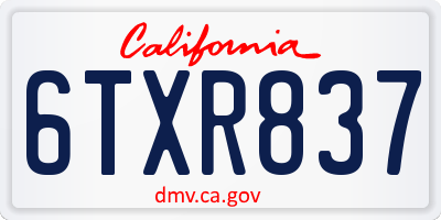 CA license plate 6TXR837