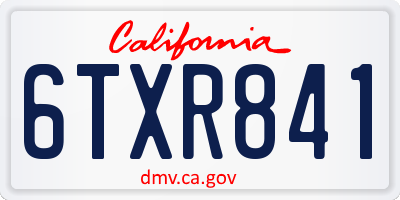 CA license plate 6TXR841