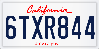 CA license plate 6TXR844