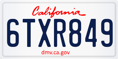 CA license plate 6TXR849
