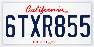 CA license plate 6TXR855
