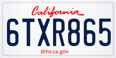 CA license plate 6TXR865