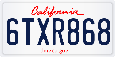 CA license plate 6TXR868