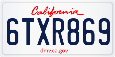 CA license plate 6TXR869