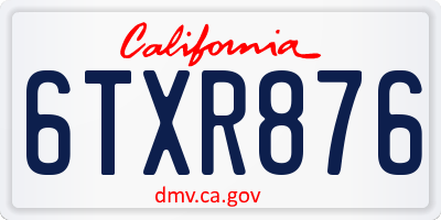 CA license plate 6TXR876