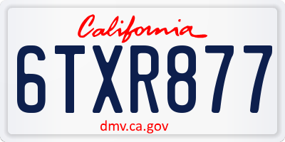 CA license plate 6TXR877