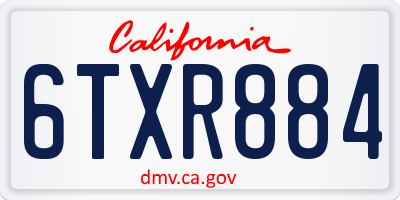 CA license plate 6TXR884