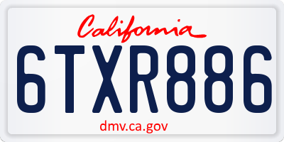 CA license plate 6TXR886