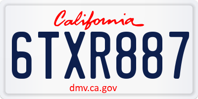 CA license plate 6TXR887