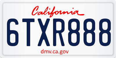 CA license plate 6TXR888