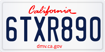 CA license plate 6TXR890