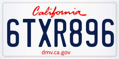 CA license plate 6TXR896