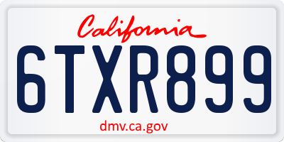 CA license plate 6TXR899