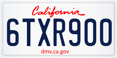 CA license plate 6TXR900