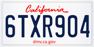 CA license plate 6TXR904