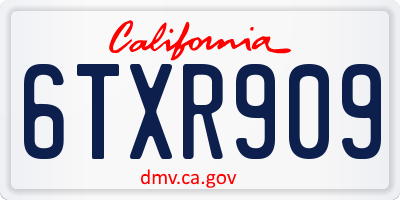 CA license plate 6TXR909