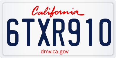 CA license plate 6TXR910