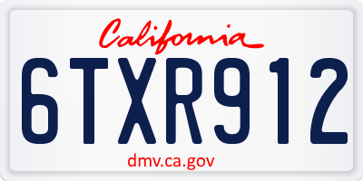 CA license plate 6TXR912
