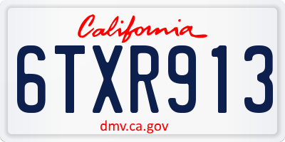 CA license plate 6TXR913